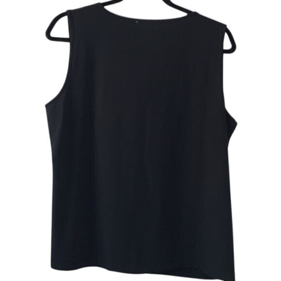 Bob Mackie Wearable Art Black Sleeveless Top W/ Silver Stripe Detail Womens L Po - Picture 6 of 8